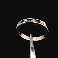  14K White Gold Diamond Sapphire Band Ring 0.12ctw Size 5.25 1.9dwt (3.0g)