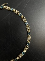  14KT Yellow Gold Blue and White Cubic Zirconia Bracelet – Approx 7" - 12.60g
