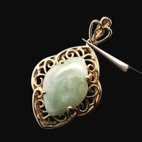  14KT Yellow Gold Jade Filigree Pendant – 3.05g