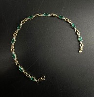10KT Yellow Gold Green Cubic Zirconia Bracelet – Approx 7" - 4.28g
