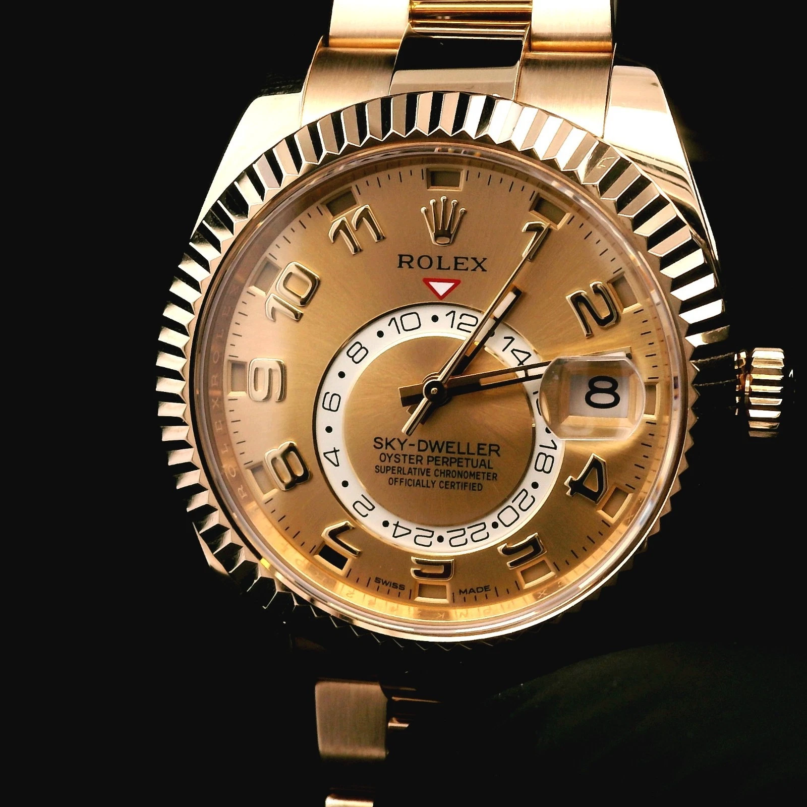 Rolex Sky-Dweller 42mm 18K Yellow Gold Gold Arabic Dial Men's Watch 326938