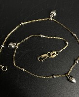 14KT Yellow Gold Heart Charm Anklet – Approx 9.5" - 2.35g