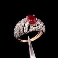 14K Yellow Gold Ruby & CZ Ring Size 5.75 2.60dwt (4.0g) Beautiful