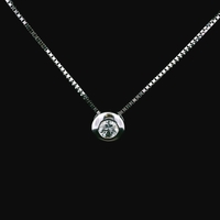 14KT White Gold 0.15ct Diamond Pendant & Box Chain Necklace – 2.93g