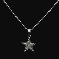 14KT White Gold Diamond Star Pendant & Bead Chain Necklace – 3.73g