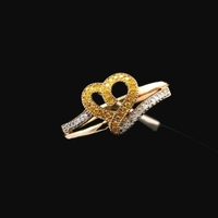 10KT Yellow Gold Heart Ring with Cubic Zirconias – Size 7.5 - 2.25g