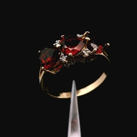  14K Yellow Gold Heart Garnet Diamond Ring Size 8 2.10dwt (3.3g)
