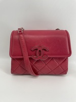 Authentic CHANEL Pink Affinity Square Flap Quilted Lambskin Shoulder Crossbody