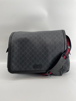 Gucci GG Supreme Monogram Web Messenger Diaper Bag Black Grey