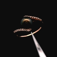 14K Rose Gold Pearl Diamond Ring Size 7 1.4dwt (2.2g) 0.08ct
