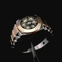 14KT Two-Tone Gold 6.30dwt Rolex-Style Diamond Cluster Ring Sz 10.25