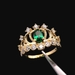 14KT Yellow Gold Crown Ring w/ Green CZs – Size 7 – 3.58g (2.3 DWT)