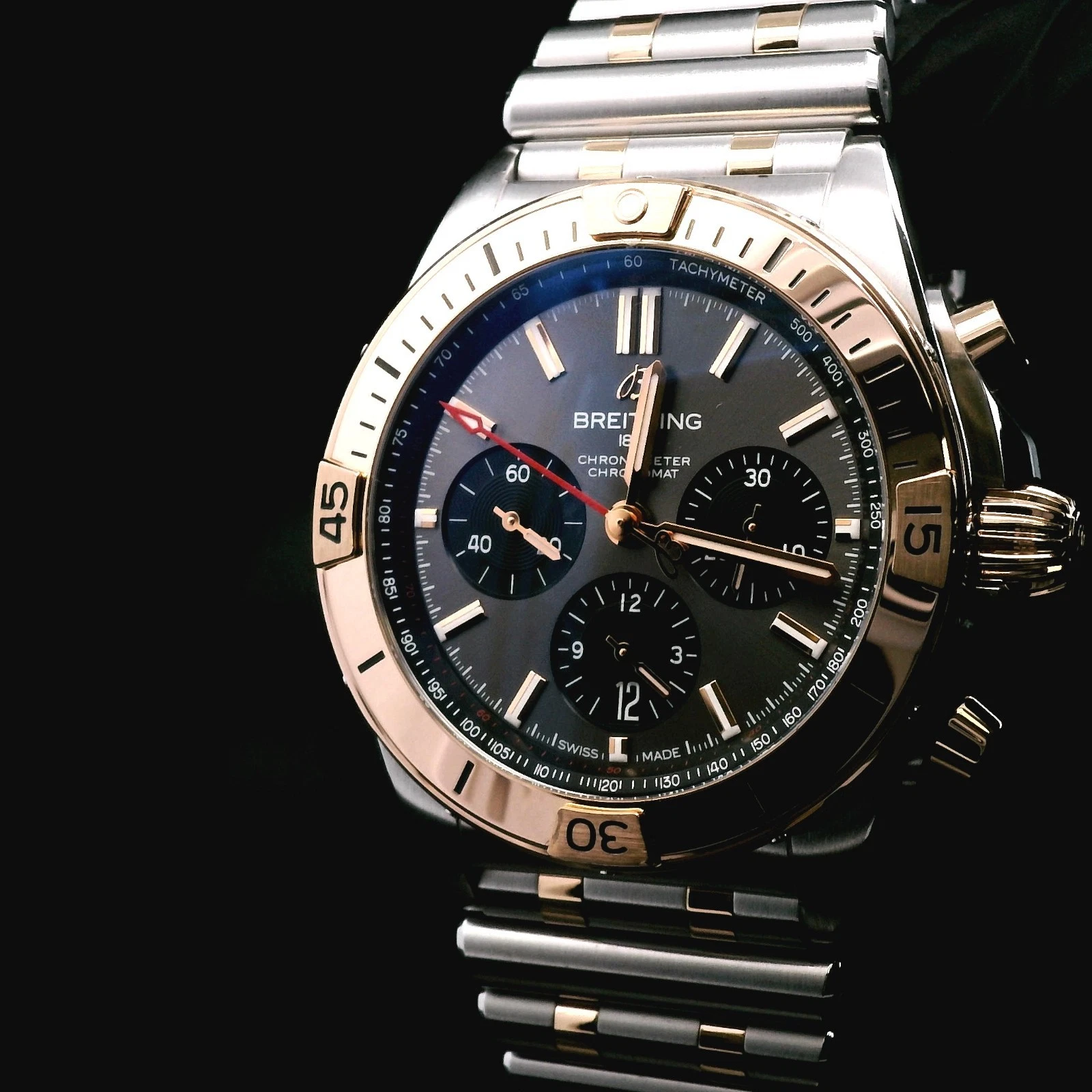 Breitling Chronomat 42mm UB0134 Rose Gold & Stainless Steel Blue Men's Watch