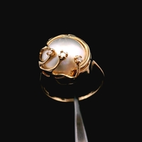 14K Yellow Gold Mabe Pearl Diamond Ring Size 8.25 2.8dwt (4.4g) 0.03ct