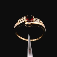  14K Yellow Gold Rhodolite Garnet Diamond Ring Size 8.75 1.4dwt (2.2g) 0.06ct