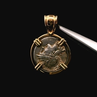 18K Gold Roman Republic Denarius Coin Pendant 100 BC 2.8dwt 4.35g Ancient Charm 