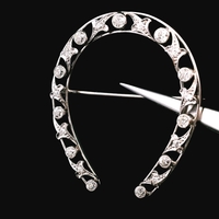 14K White Gold Diamond Horseshoe Brooch 7.5dwt (11.7g) 1.25 CTTW