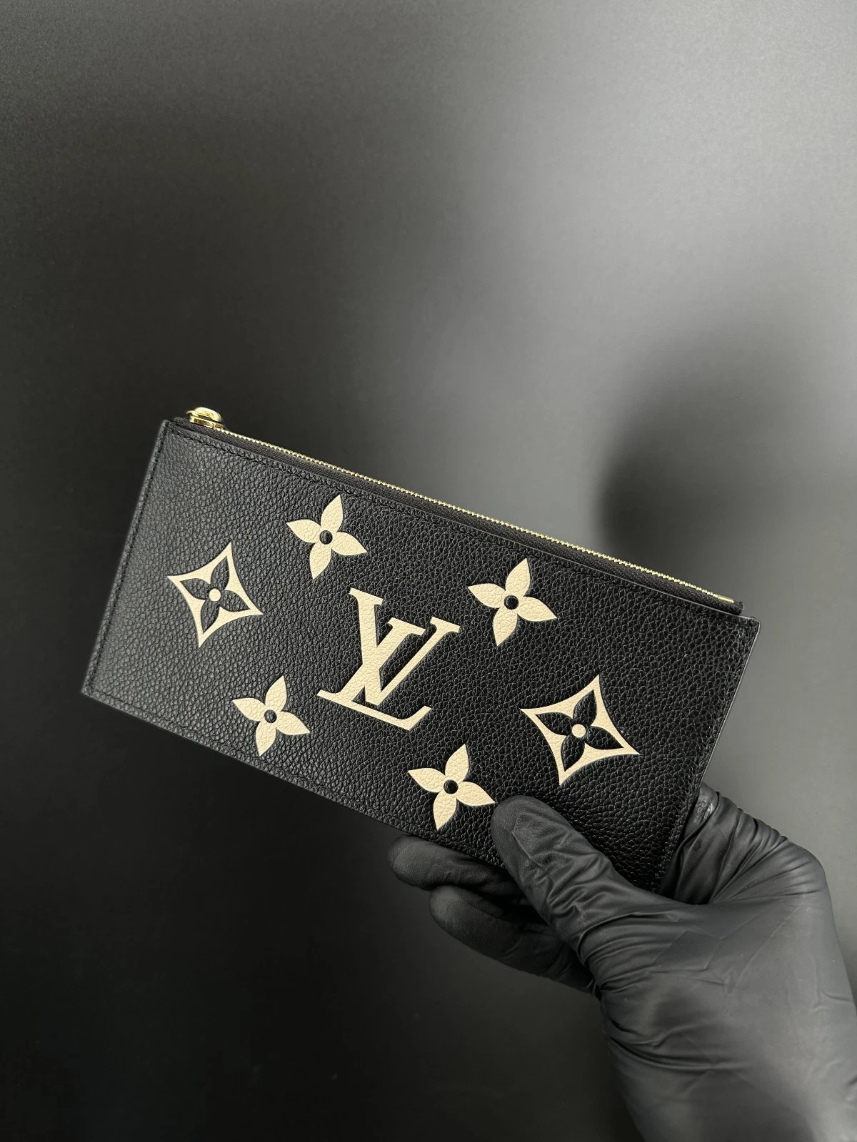 LOUIS VUITTON Felicie Monogram Giant Crafty Empreinte Leather Zip Insert Pouch