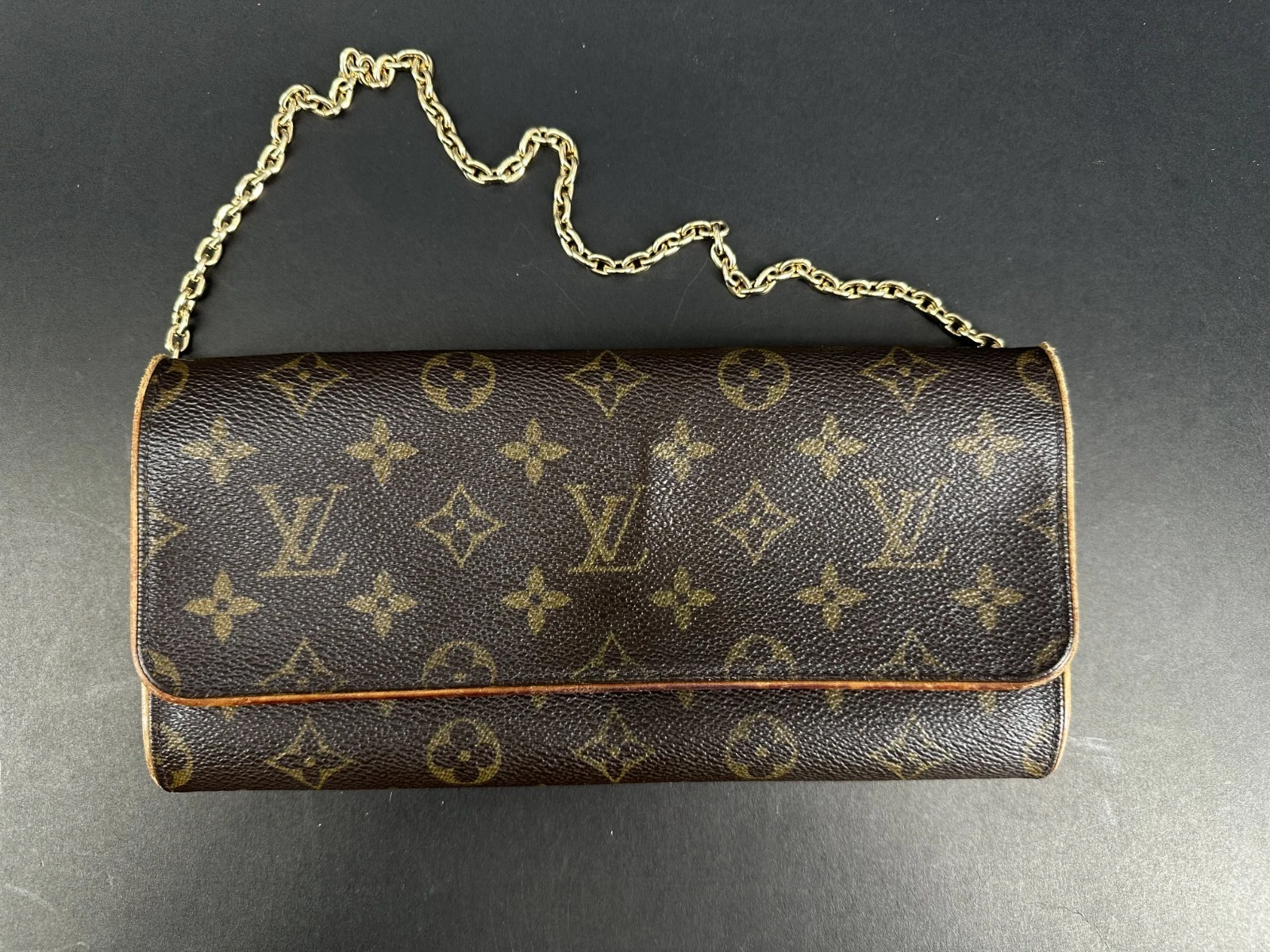 LOUIS VUITTON Monogram Pochette Twin GM Shoulder Bag W/ Chain