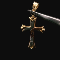 14K Tricolor Gold Cross Pendant Charm 0.20dwt (0.3g)