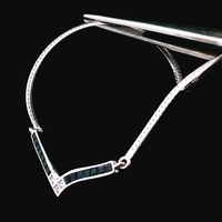 18KT White Gold Sapphire & Diamond Necklace – 16" – 7.32g (4.7 DWT)