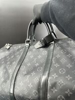 Louis Vuitton Keepall Bandouliere Duffle 55 Monogram Black Canvas W/ Lock & Key