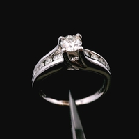 14KT White Gold 3.50dwt .42CT I2 FG Ring w/ 33pts Sides Size 7