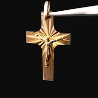 14K Yellow Gold Crucifix Jesus Pendant Charm 1.70dwt 2.64g Religious Cross Good