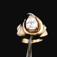 14K Yellow Gold Pear CZ Fashion Ring Size 5.75 8.6dwt (13.4g)