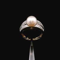 14K Yellow Gold Pearl Ring Size 7 2.40dwt (3.7g) Classic