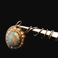 14K Yellow Gold Chain Necklace Opal & Pearls 3.50dwt (5.4g)