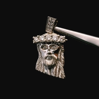 14K White Gold Jesus Face Head Pendant Diamond 0.30ctw 3.00dwt 4.67g Charm Good