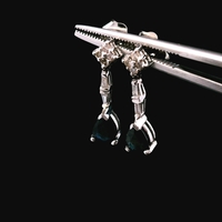  14KT White Gold 0.90dwt Sapphire Earrings w/ Diamonds