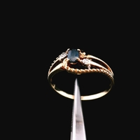 10KT Yellow Gold 1.1dwt Sapphire & Diamond Ring – Size 7