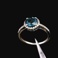  14KT White Gold 1.3dwt Sky Blue Topaz & Diamond Ring – Size 7