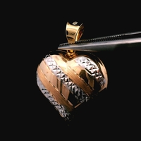  18KT Two-Tone Gold 1.6dwt Puffy Heart Pendant/Charm