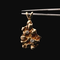  10K Yellow Gold Nugget Pendant Charm Diamond 2.90dwt 4.51g 0.07ctw Estate Good