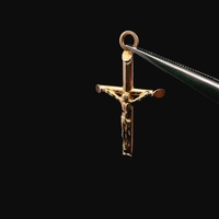 14K Yellow Gold Jesus Cross Pendant Charm Religious 0.7dwt (1.1g)