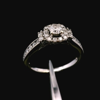 14K White Gold Diamond Halo Engagement Ring 1/2cttw Size 7 2.30dwt (3.6g)