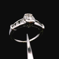 Platinum 950 Diamond Ring 0.52ctw 0.36ct Center Size 4 4.00dwt (6.2g)