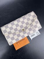 Louis Vuitton Sarah Wallet Damier Azur Canvas N63208 White Long Flap Purse