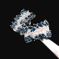 EFFY 14K White Gold Sapphire Diamond Earrings 5.2dwt (8.1g) 1/2 CTTW