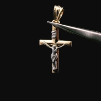  14K Yellow Gold Cross Pendant Charm 0.40dwt (0.6g)