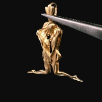  10K Yellow Gold Pendant Charm People Kneeling Love Beyond Words 1.1dwt (1.7g)