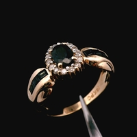 14K Yellow Gold Sapphire Diamond Ring 0.07ctw Size 6.25 2.6dwt (4.0g)