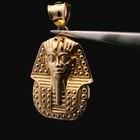 14K Yellow Gold Pharaoh Pendant Charm 1.70dwt 2.64g King Tut Egyptian Head 