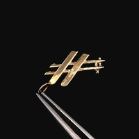 14K Yellow Gold Skis Pendant Charm 0.70dwt 1.09g Skiing Winter Sports Gift