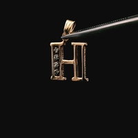  10K Yellow Gold Diamond Letter H Initial Pendant Charm 0.60dwt (0.9g)