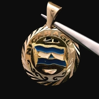 14K Yellow Gold Nicaragua Flag Pendant Charm 2.4dwt (3.7g) 