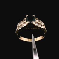  14K Yellow Gold Natural Sapphire Diamond Ring 0.24ctw Size 6.5 2.5dwt (3.9g)